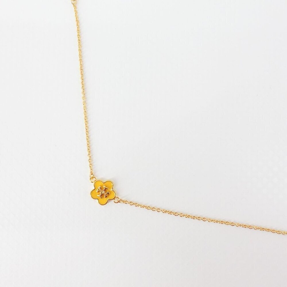 Tory Burch Kira Enamel Flower Chain Bracelet Yellow OS